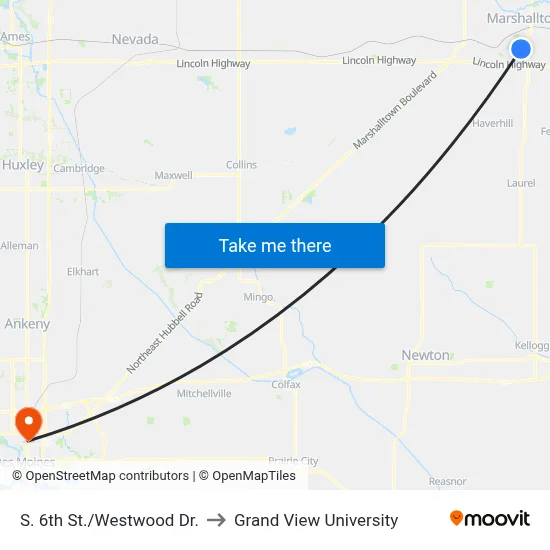 S. 6th St./Westwood Dr. to Grand View University map
