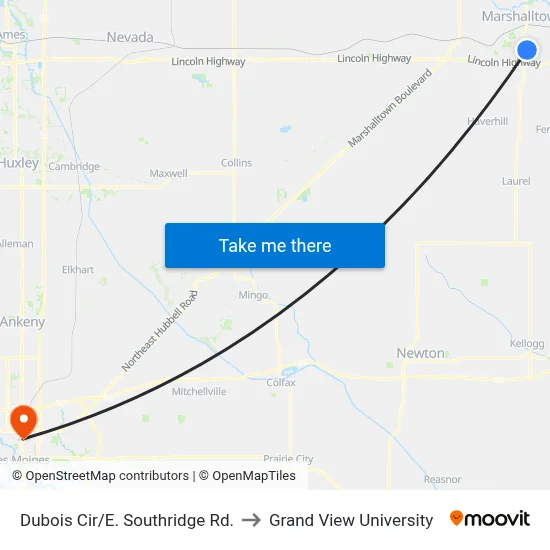 Dubois Cir/E. Southridge Rd. to Grand View University map