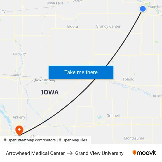 Arrowhead Medical Center to Grand View University map