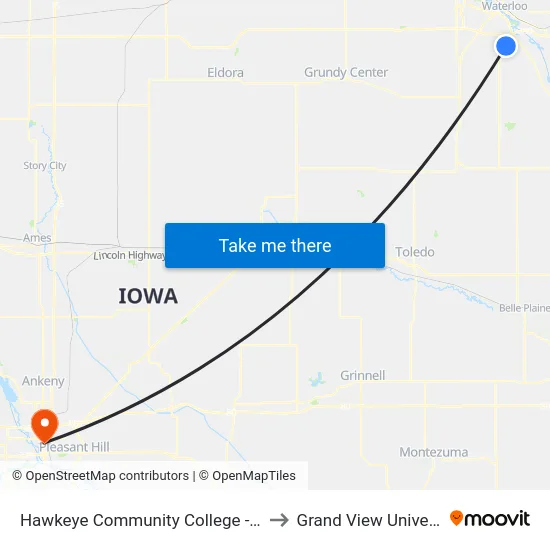 Hawkeye Community College - Front to Grand View University map