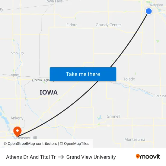 Athens Dr And Tital Tr to Grand View University map