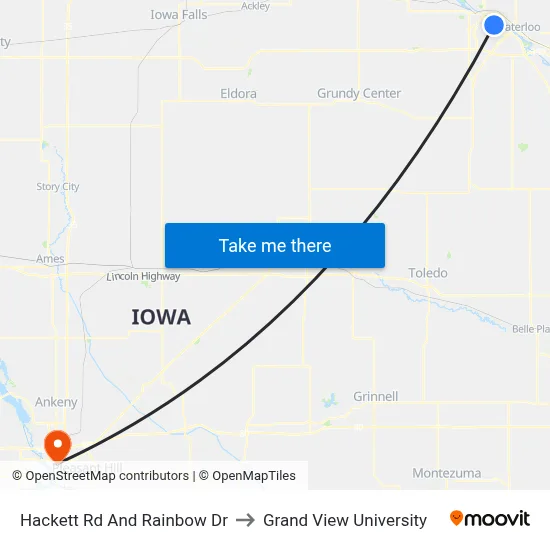 Hackett Rd And Rainbow Dr to Grand View University map