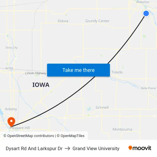 Dysart Rd And Larkspur Dr to Grand View University map