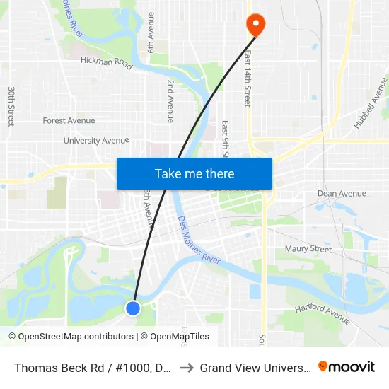 Thomas Beck Rd / #1000, Dsm to Grand View University map