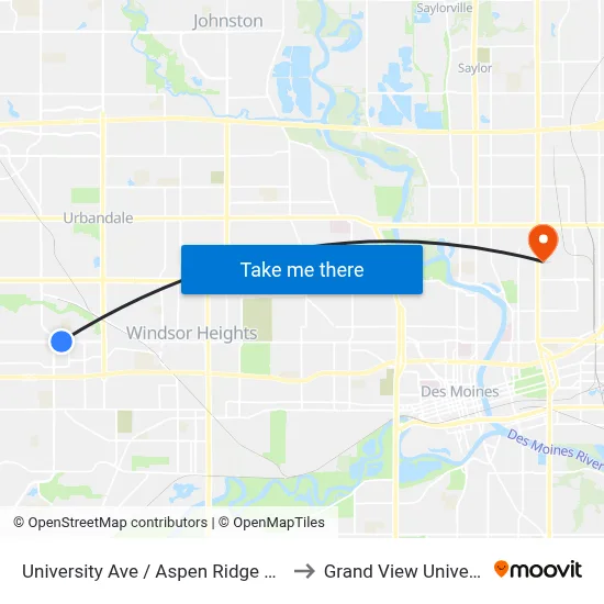 University Ave / Aspen Ridge Dr, Clv to Grand View University map