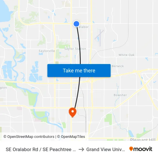 SE Oralabor Rd / SE Peachtree Dr, Ank to Grand View University map