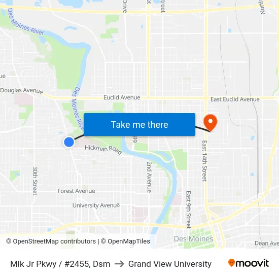 Mlk Jr Pkwy / #2455, Dsm to Grand View University map