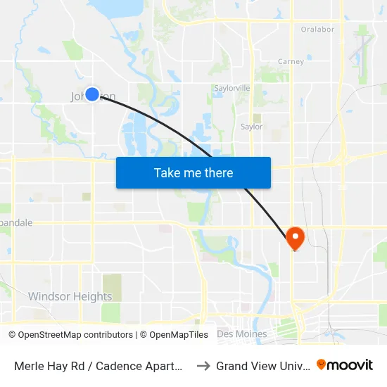 Merle Hay Rd / Cadence Apartments, Jst to Grand View University map