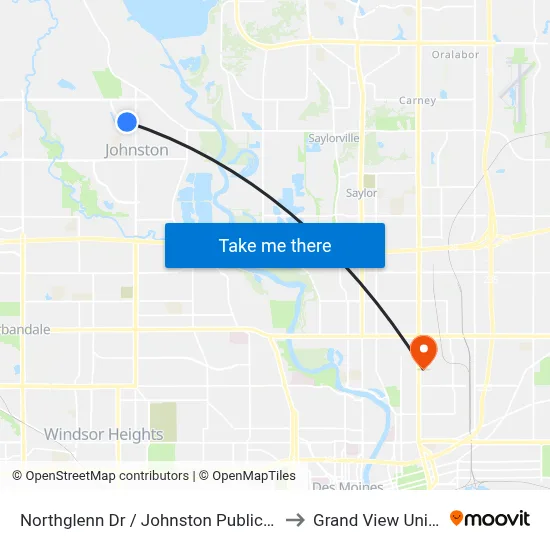 Northglenn Dr / Johnston Public Library, Jst to Grand View University map