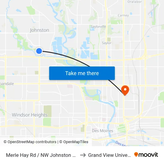 Merle Hay Rd / NW Johnston Dr, Jst to Grand View University map