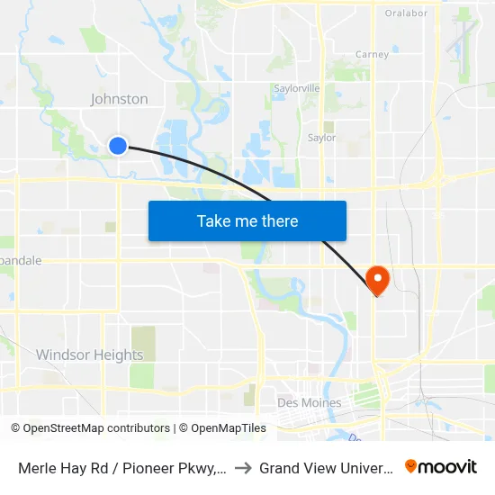 Merle Hay Rd / Pioneer Pkwy, Jst to Grand View University map