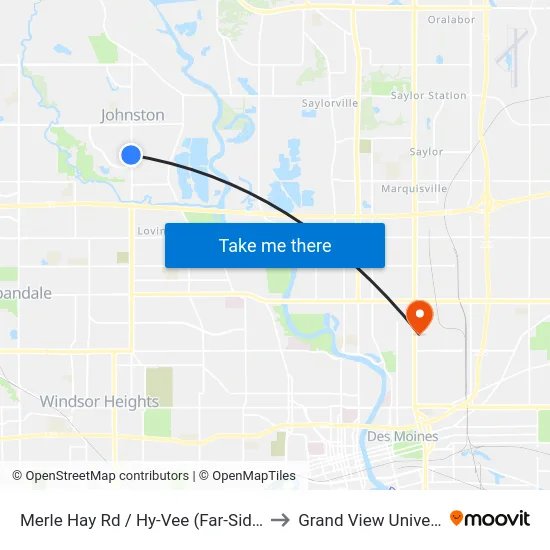 Merle Hay Rd / Hy-Vee (Far-Side), Jst to Grand View University map