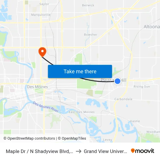 Maple Dr / N Shadyview Blvd, Plh to Grand View University map