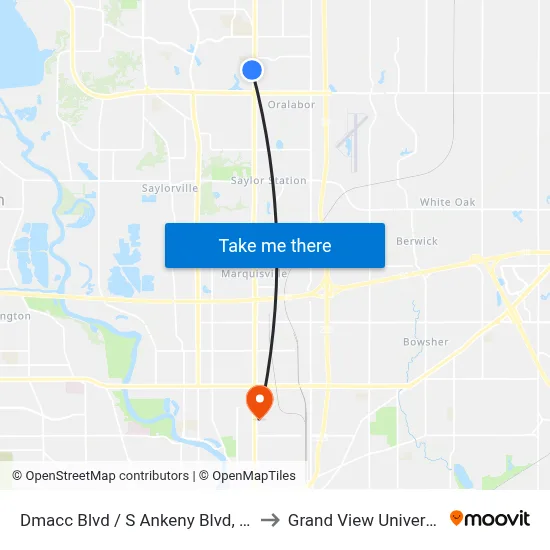 Dmacc Blvd / S Ankeny Blvd, Ank to Grand View University map