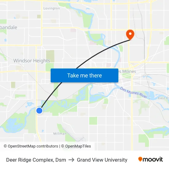 Deer Ridge Complex, Dsm to Grand View University map