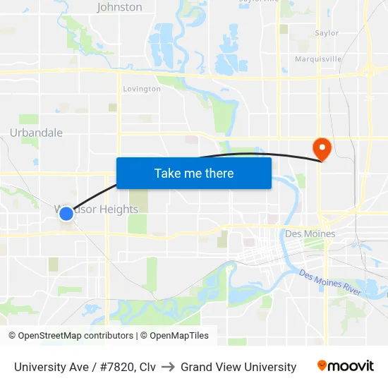 University Ave / #7820, Clv to Grand View University map
