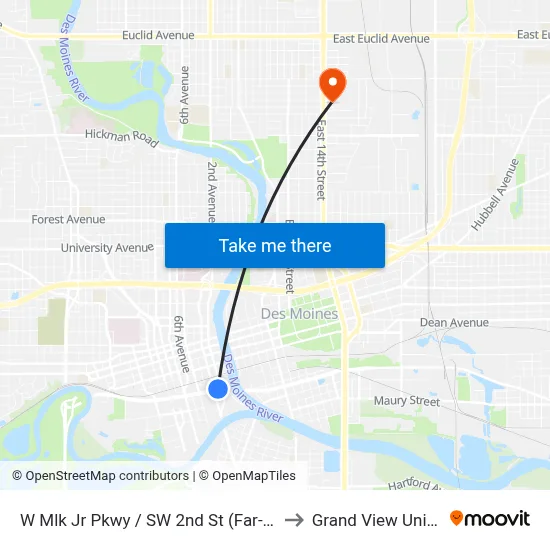 W Mlk Jr Pkwy / SW 2nd St (Far-Side), Dsm to Grand View University map