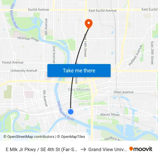 E Mlk Jr Pkwy / SE 4th St (Far-Side), Dsm to Grand View University map