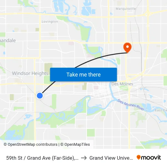 59th St / Grand Ave (Far-Side), Dsm to Grand View University map