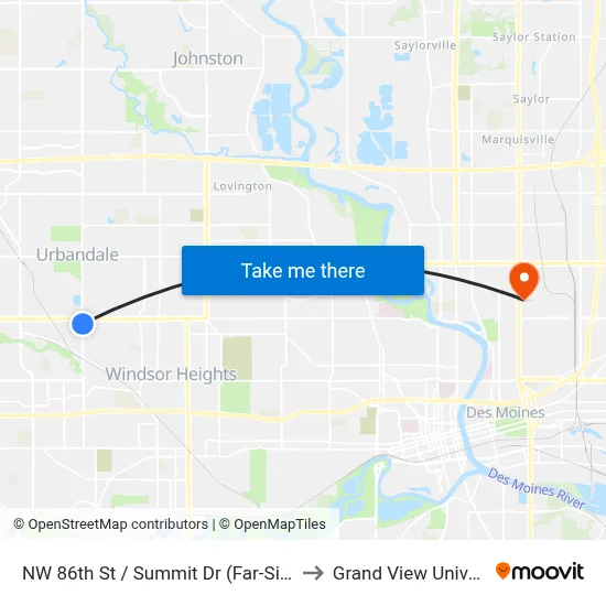 NW 86th St / Summit Dr (Far-Side), Clv to Grand View University map