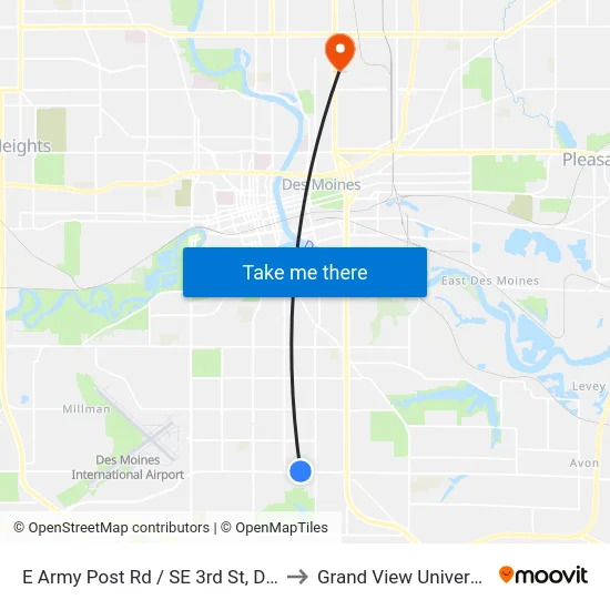 E Army Post Rd / SE 3rd St, Dsm to Grand View University map