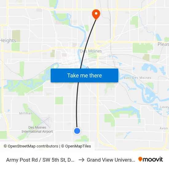 Army Post Rd / SW 5th St, Dsm to Grand View University map