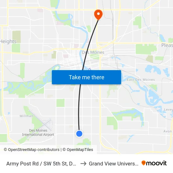 Army Post Rd / SW 5th St, Dsm to Grand View University map