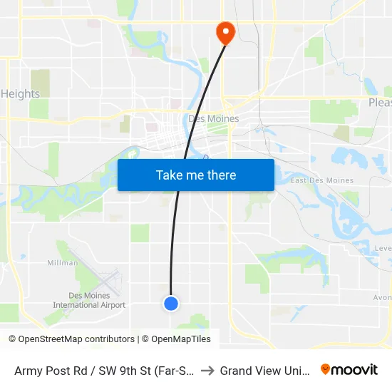 Army Post Rd / SW 9th St (Far-Side), Dsm to Grand View University map