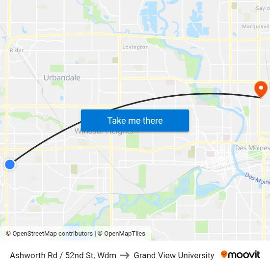 Ashworth Rd / 52nd St, Wdm to Grand View University map