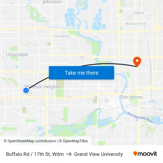 Buffalo Rd / 17th St, Wdm to Grand View University map