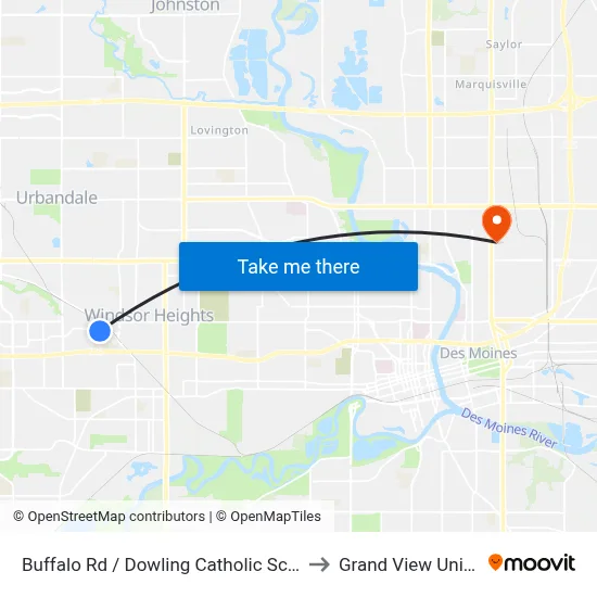 Buffalo Rd / Dowling Catholic School, Wdm to Grand View University map