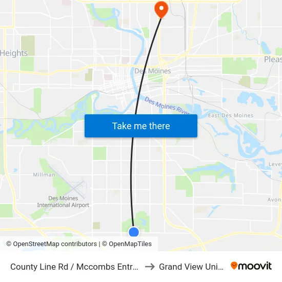 County Line Rd / Mccombs Entrance, Dsm to Grand View University map