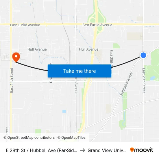 E 29th St / Hubbell Ave (Far-Side), Dsm to Grand View University map