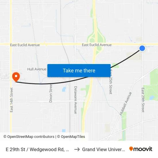 E 29th St / Wedgewood Rd, Dsm to Grand View University map