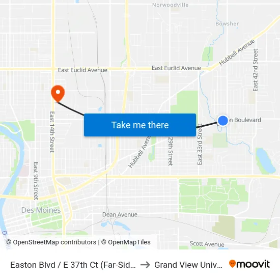 Easton Blvd / E 37th Ct (Far-Side), Dsm to Grand View University map