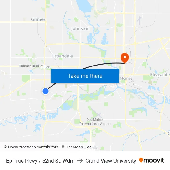 Ep True Pkwy / 52nd St, Wdm to Grand View University map