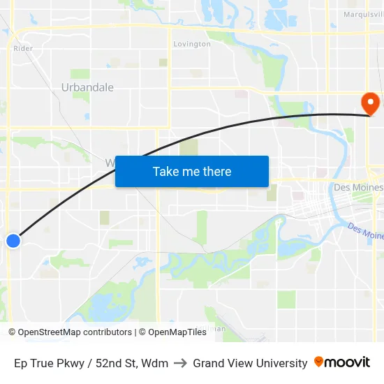 Ep True Pkwy / 52nd St, Wdm to Grand View University map