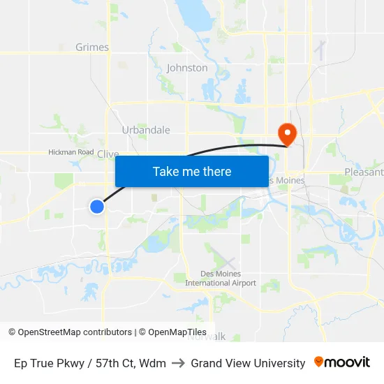 Ep True Pkwy / 57th Ct, Wdm to Grand View University map