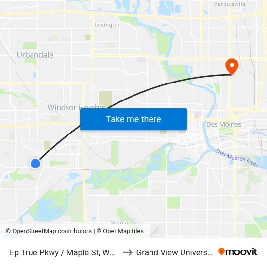 Ep True Pkwy / Maple St, Wdm to Grand View University map
