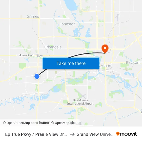 Ep True Pkwy / Prairie View Dr, Wdm to Grand View University map