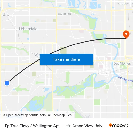 Ep True Pkwy / Wellington Apts, Wdm to Grand View University map