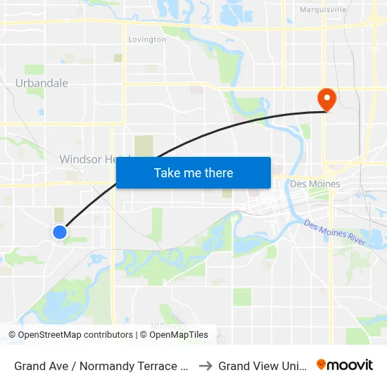 Grand Ave / Normandy Terrace Apts, Wdm to Grand View University map
