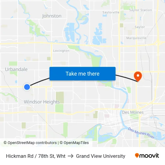 Hickman Rd / 78th St, Wht to Grand View University map