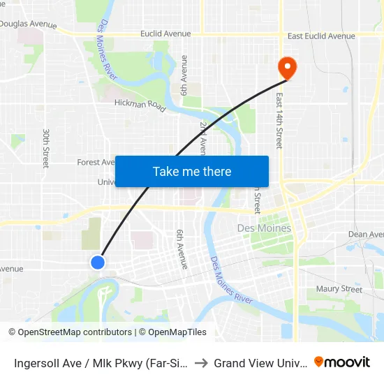 Ingersoll Ave / Mlk Pkwy (Far-Side), Dsm to Grand View University map