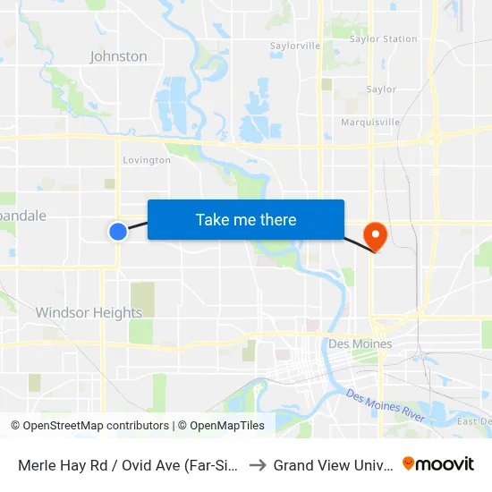 Merle Hay Rd / Ovid Ave (Far-Side), Dsm to Grand View University map
