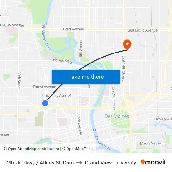 Mlk Jr Pkwy / Atkins St, Dsm to Grand View University map