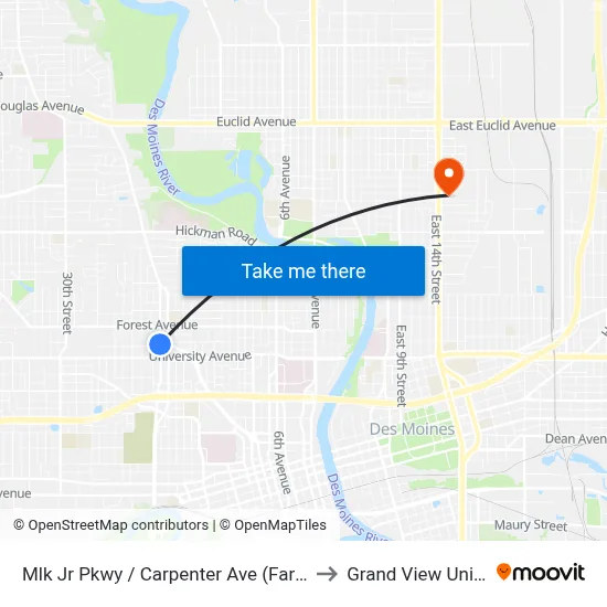 Mlk Jr Pkwy / Carpenter Ave (Far-Side), Dsm to Grand View University map