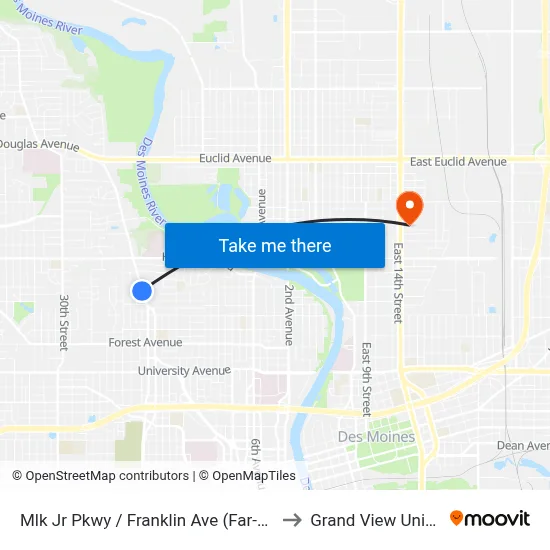 Mlk Jr Pkwy / Franklin Ave (Far-Side), Dsm to Grand View University map