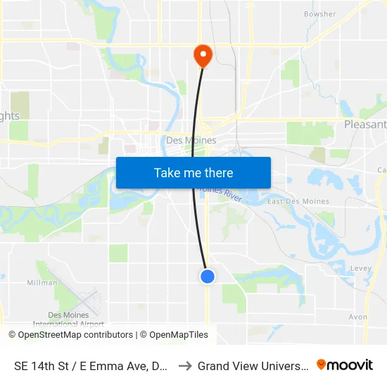 SE 14th St / E Emma Ave, Dsm to Grand View University map