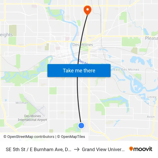 SE 5th St / E Burnham Ave, Dsm to Grand View University map